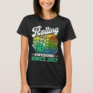 Bowling-Geburtstagsfeier rollt in 8 Jahre Junge 8t T-Shirt