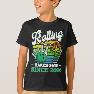Bowling-Geburtstagsfeier rollt in 9 Jahre Junge 9. T-Shirt