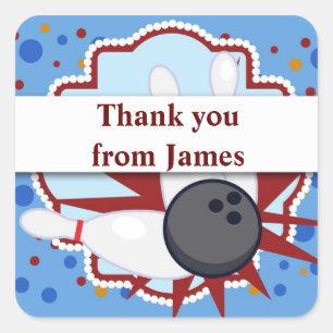 Bowling Geburtstagsparty danke Ihnen Quadratischer Aufkleber