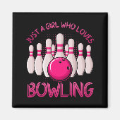 Bowling Geschenk für Mädchen Frauen Bowling Bowler Magnet (Vorne)