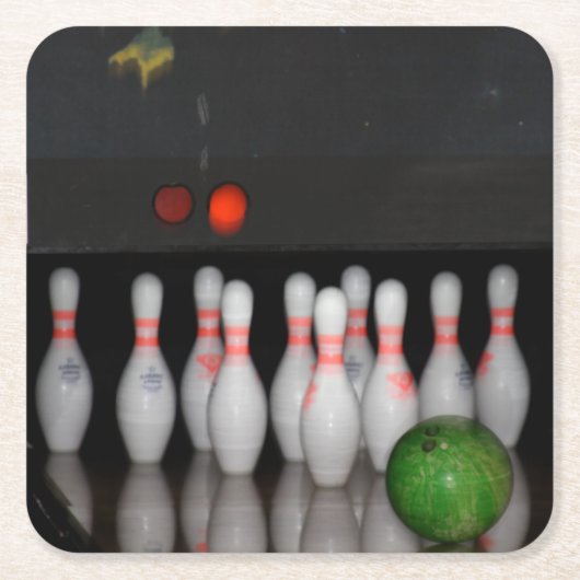 Bowling-Getränkuntersetzer Rechteckiger Pappuntersetzer (Vorderseite)