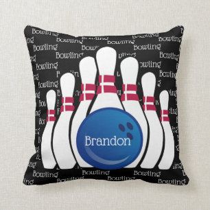 Bowling gezogener Text-Design-Theme-Kopfkissen Kissen
