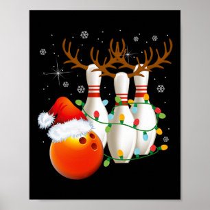 Bowling Gifts Christmas Bowling Weihnachtsmannmütz Poster