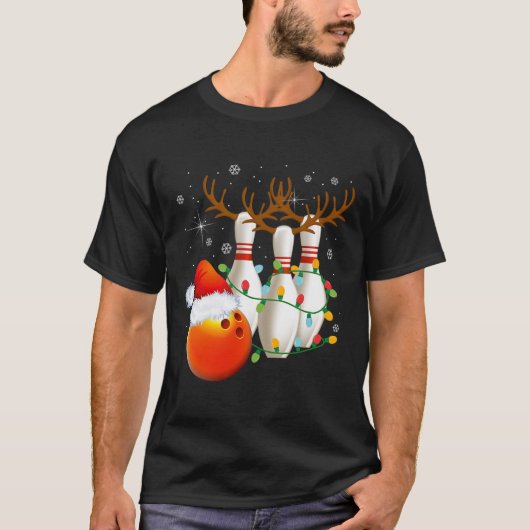 Bowling Gifts Christmas Bowling Weihnachtsmannmütz T-Shirt (Vorderseite)
