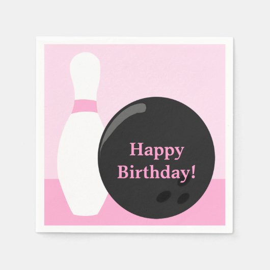 Bowling Girl Birthday Paper Napkins Serviette (Vorderseite)