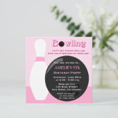Bowling Girl Birthday Party Einladung (Stehend Vorderseite)