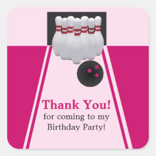 Bowling Girl Birthday Party Sticker