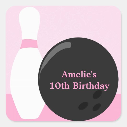 Bowling Girl Birthday Party Sticker (Vorderseite)