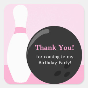 Bowling Girl Birthday Party Sticker