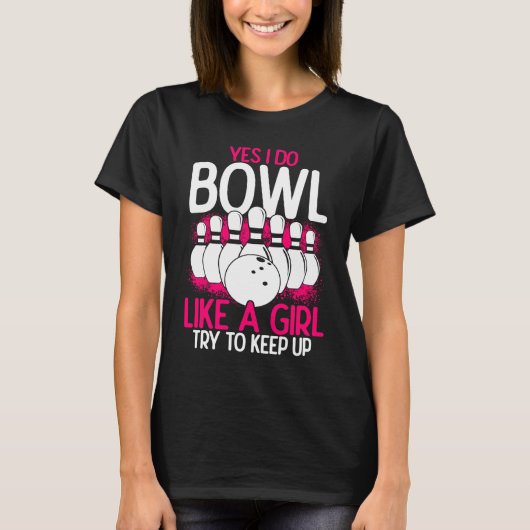 Bowling Girl Princess Button Bowler Strike Bowling T-Shirt (Vorderseite)