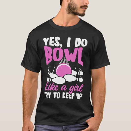 Bowling Girl Princess Button Bowler Strike Bowling T-Shirt (Vorderseite)