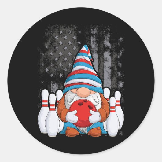 Bowling Gnome Bowling Gnomes Funny Gnome Bowling Runder Aufkleber (Vorderseite)