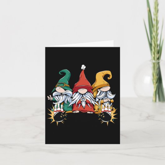Bowling Gnomes Bowling Ll Bowling Buttone Bowler Karte (Vorderseite)