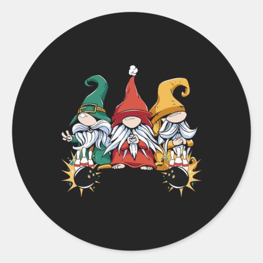 Bowling Gnomes Bowling Ll Bowling Buttone Bowler Runder Aufkleber (Vorderseite)