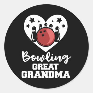 Bowling Great Oma Heart Funny Bowler Great Gra Runder Aufkleber