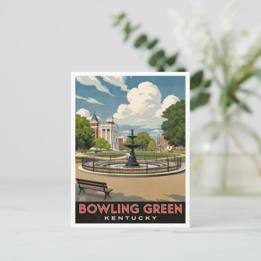 Bowling Green Kentucky Fountain Park Art Postkarte (Stehend Vorderseite)