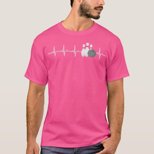 Bowling Heartbeat Funny Bowler League Team T-Shirt (Vorderseite)