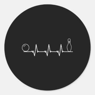 Bowling Heartbeat Funny Bowling Gift Runder Aufkleber