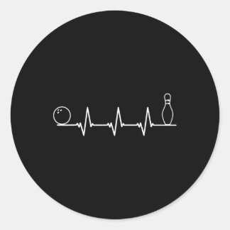 Bowling Heartbeat Funny Bowling Gift Runder Aufkleber