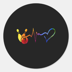 Bowling Heartbeat Gefärbte Krawatte Farbige Bowlin Runder Aufkleber