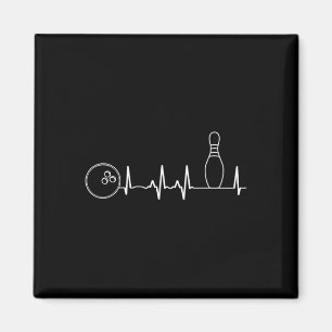 Bowling Heartbeat Graphic Funny Bowling Team Coach Magnet