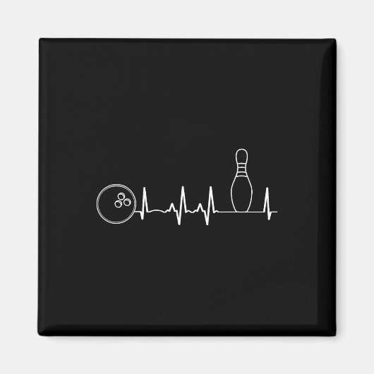 Bowling Heartbeat Graphic Funny Bowling Team Coach Magnet (Vorne)