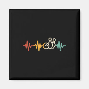 Bowling Heartbeat Retro Bowler Team Player Men Wam Magnet