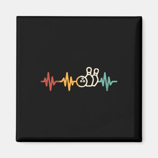 Bowling Heartbeat Retro Bowler Team Player Men Wam Magnet (Vorne)