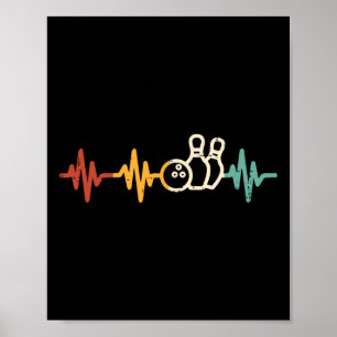 Bowling Heartbeat Retro Bowler Team Player Men Wam Poster