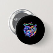Bowling Herz bunte Bowling-Pin-Liebhaber Bowler Button (Vorne & Hinten)