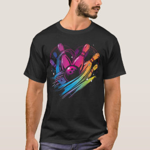 Bowling Herz Strike Liebe Pins Kugeln Bewegung T-Shirt