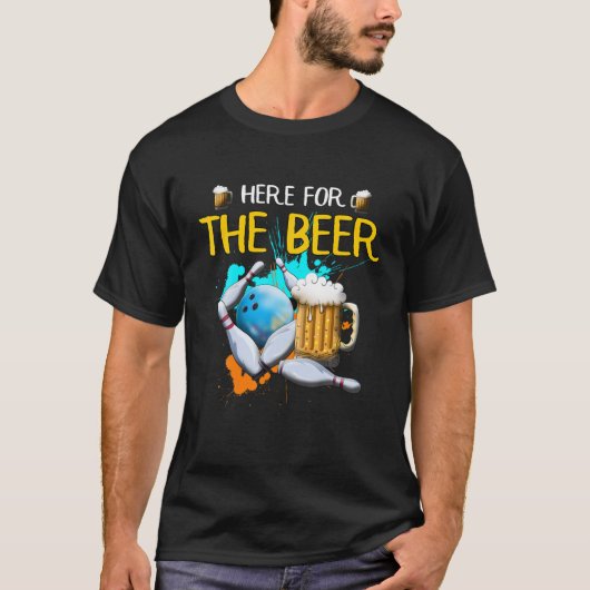 Bowling hier für Bier Bowling Ball Strike Beer T-Shirt (Vorderseite)