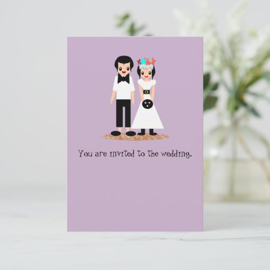 Bowling Hochzeit Braut und Bräutigam Einladung (Stehend Vorderseite)
