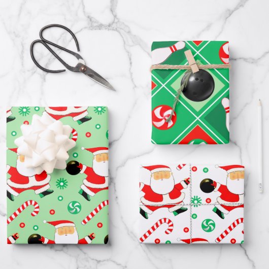 Bowling Holiday Geschenkpapier Set (Vorderseite)