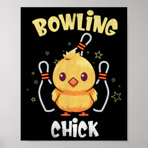 Bowling Huhn Lustiges Huhn Athlet Bowler Männer Fr Poster