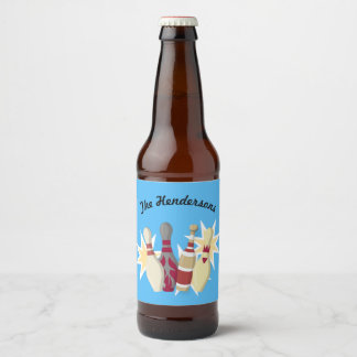 Bowling im Vintage-Stil Bierflaschenetikett