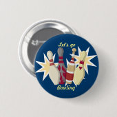 Bowling im Vintage-Stil Button (Vorne & Hinten)
