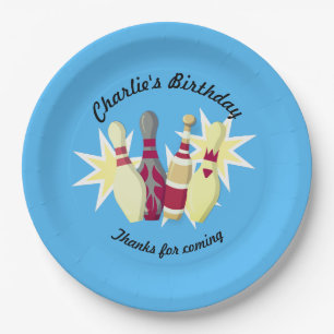 Bowling im Vintage-Stil Pappteller