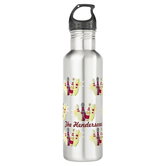 Bowling im Vintagen Stil Edelstahlflasche (Vorderseite)