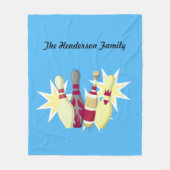 Bowling im Vintagen Stil Fleecedecke (Vorderseite)