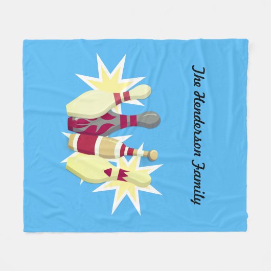 Bowling im Vintagen Stil Fleecedecke (Vorderseite (Horizontal))