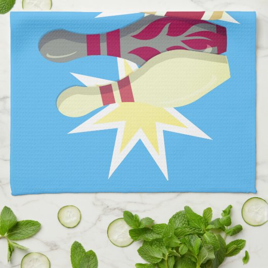 Bowling im Vintagen Stil Geschirrtuch (Gefaltet)