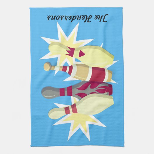 Bowling im Vintagen Stil Geschirrtuch (Vertikal)