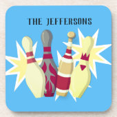 Bowling im Vintagen Stil Getränkeuntersetzer (Vorderseite)