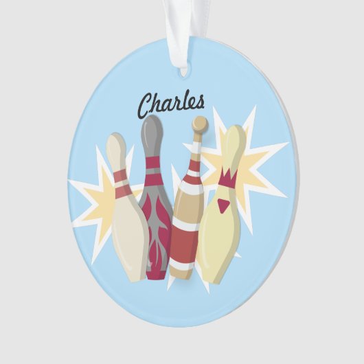 Bowling im Vintagen Stil Ornament (Vorderseite)