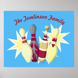 Bowling im Vintagen Stil Poster
