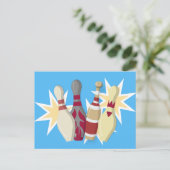 Bowling im Vintagen Stil Postkarte (Stehend Vorderseite)