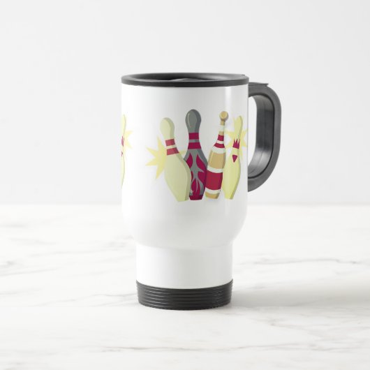 Bowling im Vintagen Stil Reisebecher (VorderseiteRechts)