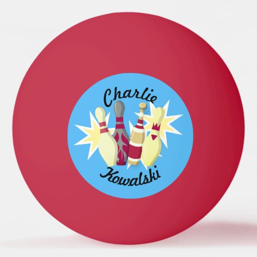 Bowling im Vintagen Stil Tischtennisball (Vorderseite)