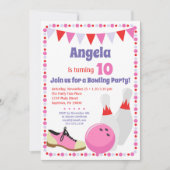 Bowling Invasion Girls Bowling Birthday Party Einladung (Vorderseite)